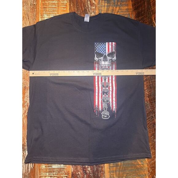 Sturgis Black Hills Rally 2021 Patriot Skull Motorcycle Biker T-Shirt Size XL - Picture 6 of 9